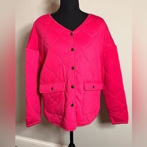 NWT Bobeau Quilted Button Front Cardigan Jacket Fuchsia Pink Women’s XS